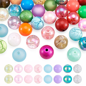 40Pcs 8 Styles Mixed Styles Round Acrylic Beads, Mixed Color, 19~20mm, Hole: 2~3mm, about 5pcs/style