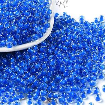 Glass Bead, Inside Colours, Round Hole, Round, Dodger Blue, 4x3mm, Hole: 1.4mm, 7650pcs/pound