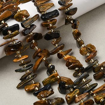 Natural Pietersite Beads Strands, Top Drilled, Nuggets, with Seed Beads, 12.5~18.5x3~7x1.5~6mm, Hole: 0.8mm, about 70~71pcs/strand, 15.35~15.94''(39~40.5cm)