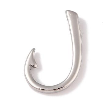 Non-Tarnish 304 Stainless Steel Hook Clasps, Fish Hook Charms, For Leather Cord Bracelets Making, Hook, Polished, Stainless Steel Color, 36.5x23x6mm, Hole: 5x3mm