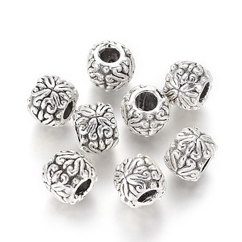 Alloy European Style Beads, Large Hole Beads, Rondelle, Antique Silver, 10~11x8.5mm, Hole: 4.5mm
