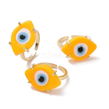 Lampwork Oval with Evil Eye Open Cuff Ring(RJEW-I086-13G-07)-4