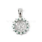 Brass Micro Pave Clear Cubic Zirconia European Dangle Charms Bails, Peg Bails, for Half Drilled Beads, Bowl-shaped, Lead Free & Cadmium Free, Long-Lasting Plated, Platinum, 17.5x15.5x3.5mm, Hole: 6.5x4mm(KK-K297-59P)