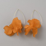 Acrylic Flower Dangle Earrings, Golden 304 Stainless Steel Long Drop Earrings for Women, Dark Orange, 78.5mm, Pin: 0.8mm(EJEW-WH0009-30D)