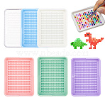 6Pcs 6 Colors ABS Plastic DIY Melty Beads Fuse Beads Tray, Rectangle, Mixed Color, 67x51.5x11mm, Inner Diameter: 47x62.5mm, 1pc/color(DIY-DC0004-16)