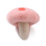 Handwork Felt Needle Felting Mushroom Ornaments, for Home Decoration Display, Pink, 36~41x32~34mm(AJEW-WH0289-38E)