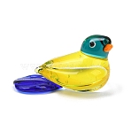 Handmade Lampwork Bird Figurine, Office Home Decorations, Yellow, 40x20x22mm(GL-CBAE714-01)
