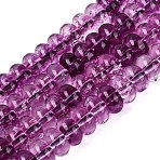 Crackle Transparent Glass Beads Strands, Rondelle, Purple, 8~8.5x4~5mm, Hole: 1~1.2mm, about 79~81pcs/strand, 14.37~14.76 inch(36.5~37.5cm)(GLAA-N074-02A-06)