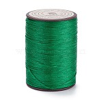 Flat Waxed Polyester Thread String, Micro Macrame Cord, for Leather Sewing Stitching, Green, 0.8~0.9x0.3mm, about 109.36 Yards(100m)/Roll(X-YC-D004-01-035)