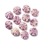 Synthetic Coral Dyed Carved Beads, Flower, Purple, 22x20x12.5mm, Hole: 1.2mm(SHEL-D001-01C)