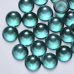 Transparent Spray Painted Glass Cabochons, Half Round/Dome, Dark Cyan, 10x5mm(GLAA-S190-013B-B01)