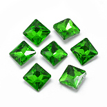 8mm Green Square Glass Rhinestone Cabochons(RGLA-T027-8x8mm-20)