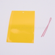 PP Plastic Sticky Trap, with Steel Wire, Rectangle, Gold, 15x10x0.1cm, Hole: 6mm, 20pcs/bag(AJEW-WH0162-03)