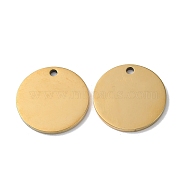 304 Stainless Steel Pendants, Stamping Blank Tag, Flat Round Charm, Real 18K Gold Plated, 17x1.3mm, Hole: 1.6mm(STAS-Q308-09L-G)