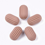 Rubberized Style Acrylic Corrugated Beads, Column, Dark Salmon, 23.5x13.5mm, Hole: 2mm, about 165pcs/500g(OACR-T014-18A-09)