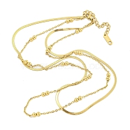 Ion Plating(IP) 304 Stainless Steel Multi Layered Necklaces, Herringbone Chain & Cable Chain & Link Chain Necklaces, Real 18K Gold Plated, 16.06 inch(40.8cm), 2~3.5mm(NJEW-S426-06G)