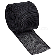 Polyester Imitation Burlap  Ribbon, None Pattern, Flat, Black, 2-1/2 inch(63mm), about 10.94 Yards(10m)/Roll(SRIB-WH0017-03C)