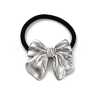 304 Stainless Steel Hair Ties, with Nylon Cord, Bowknot, Stainless Steel Color, Inner Diameter: 45mm(OHAR-G017-03P)