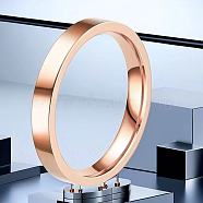 Stainless Steel Plain Band Rings, Rose Gold, US Size 9(18.9mm)(FS-WG75602-150)