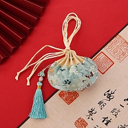 Flower Silks & Satins Drawstring Bags, Sachet Tassel Pouches for Jewelry Storage, Light Cyan, 100x85mm(PW-WG33893-05)