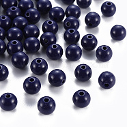 Opaque Acrylic Beads, Round, Prussian Blue, 8x7mm, Hole: 2mm(X-MACR-S370-C8mm-A19)