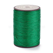 Flat Waxed Polyester Thread String, Micro Macrame Cord, for Leather Sewing Stitching, Green, 0.8~0.9x0.3mm, about 109.36 Yards(100m)/Roll(X-YC-D004-01-035)