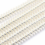 Electroplate Non-magnetic Synthetic Hematite Beads Strands, Grade AA, Long-Lasting Plated, Rondelle, Silver Plated, 8x3mm, Hole: 1mm, about 116pcs/strand, 15.7 inch(40cm)(G-L485-05A-S)
