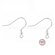 925 Sterling Silver Earring Hooks, with 925 Stamp, Silver, 18x19x2mm, Hole: 2mm, 22 Gauge, Pin: 0.6mm(STER-K167-050S)