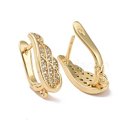 Rack Plating Brass Micro Pave Cubic Zirconia Hoop Earring Findings with Latch Back Closure, with Vertical Loops, Wings, Cadmium Free & Lead Free, Real 18K Gold Plated, 18x7x11mm, Hole: 1.2mm, Pin: 1mm(X-ZIRC-C039-08G)