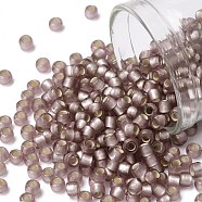 TOHO Round Seed Beads, Japanese Seed Beads, (26F) Silver Lined Frost Light Amethyst, 8/0, 3mm, Hole: 1mm, about 222pcs/bottle, 10g/bottle(SEED-JPTR08-0026F)