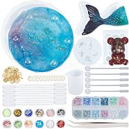 DIY Kit, with 304 Stainless Steel Tweezers, Latex Finger Cots, Plastic Stirring Rod & Pipettes, Silicone Molds, ABS Plastic Imitation Pearl Cabochons, Sequins, Mixed Color(DIY-OC0002-38)