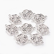 Tibetan Style Alloy Links connectors, Flat Round Knot, Cadmium Free & Nickel Free & Lead Free, Antique Silver, 29x20x2mm, Hole: 2mm(X-TIBE-S299-035AS-NR)
