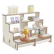 4-Tier Assembled Wood Jewelry Display Riser Stands, Wooden Jewelry Organizer Holder for Rings, Earring Display Cards and Photo, Home Decorations, Beige, 223~300x50~199x3mm, 10pcs/set(ODIS-WH0025-130)