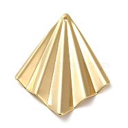 Brass Pendant, Fan, Real 18K Gold Plated, 35x27.5x2.5mm, Hole: 1.2mm(KK-O100-19G-01)