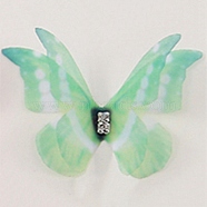 Gradient Color 2-Layer Fibre Tulle Ornament Accessories, 3D Craft Organza Butterfly, with Crystal Rhinestone, Aquamarine, 48~51x35~37x3mm(FIND-WH0101-02C)