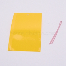 PP Plastic Sticky Trap, with Steel Wire, Rectangle, Gold, 15x10x0.1cm, Hole: 6mm, 20pcs/bag(AJEW-WH0162-03)