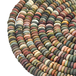 1 Strand Frosted Natural Picasso Jasper/Polychrome Jasper Beads Strands, Rondelle, 6x2mm, Hole: 1mm, about 195~198pcs/strand, 15.35~15.55 inch(39~39.5cm)(G-PA0001-62)