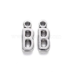 Tibetan Style Alloy Pendants, Cadmium Free & Lead Free, Letter.B, B: 16x6x2mm, Hole: 2mm, about 1282pcs/1000g(TIBE-S108-108B-AS-RS)