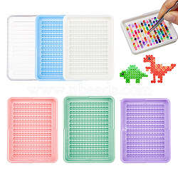 6Pcs 6 Colors ABS Plastic DIY Melty Beads Fuse Beads Tray, Rectangle, Mixed Color, 67x51.5x11mm, Inner Diameter: 47x62.5mm, 1pc/color(DIY-DC0004-16)