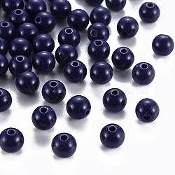 Opaque Acrylic Beads, Round, Prussian Blue, 8x7mm, Hole: 2mm(X-MACR-S370-C8mm-A19)