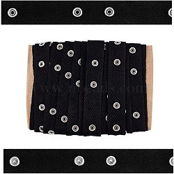 PandaHall Elite Cotton Ribbons, with Brass Buttons, Flat, Black, 3/4 inch(20x4mm), about 10.00 Yards(9.14m)/Set(FIND-PH0005-17)