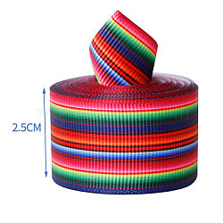 Stripe Pattern Printed Polyester Grosgrain Ribbon, for DIY Bowknot Accessories, Dark Red, 2-1/2 inch(63mm), about 5yards/roll(4.57m/roll)(X-OCOR-TAC0009-01H-A)