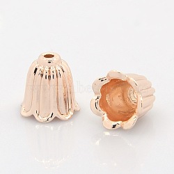 Nickel Free & Lead Free Rose Gold Alloy Bead Caps, Long-Lasting Plated, 7-Petal, Flower, 11x10mm, Hole: 2mm, Inner Diameter: 8mm(PALLOY-J471-62RG-FF)