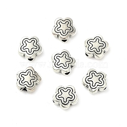 Tibetan Style Alloy Beads, Lead Free & Cadmium Free, Flower, Great for Mother's Day Gifts making, Antique Silver, about 7mm long, 7mm wide, 2.5mm thick, hole: 1.5mm(LF10690Y)