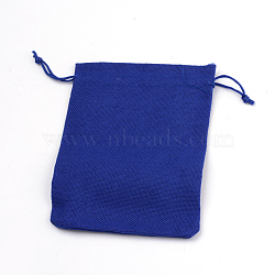Burlap Packing Pouches Drawstring Bags, Blue, 13.5~14x9.5~10cm(ABAG-Q050-10x14-22)