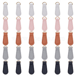30Pcs 5 Colors PU Leather Zipper Pull Tabs, with Alloy Buckle, Mixed Color, 41mm, 6pcs/color(FIND-NB0006-54)
