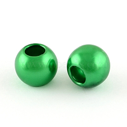 ABS Plastic Imitation Pearl European Beads, Large Hole Rondelle Beads, Green, 11.5~12x10mm, Hole: 5mm(X-MACR-R530-12mm-A74)
