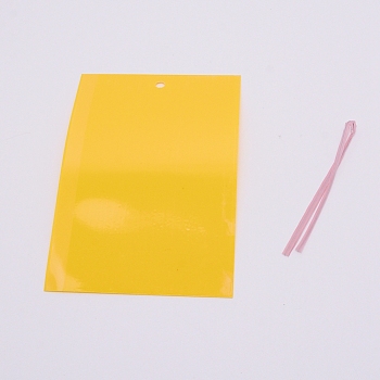 PP Plastic Sticky Trap, with Steel Wire, Rectangle, Gold, 15x10x0.1cm, Hole: 6mm, 20pcs/bag