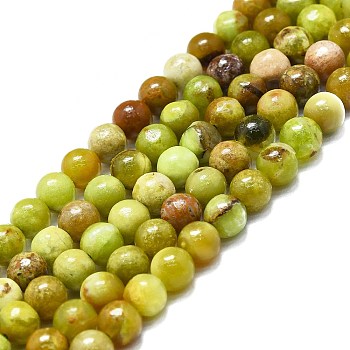 Natural Green Opal Beads Strands, Round, 6mm, Hole: 0.6mm, about 62~64pcs/strand, 14.96''~15.35''(38~39cm)