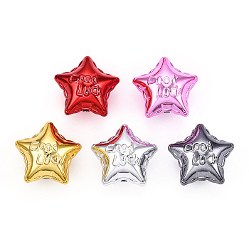 UV Plating Acrylic Beads, Star, Mixed Color, 23x24.5x16mm, Hole: 2mm